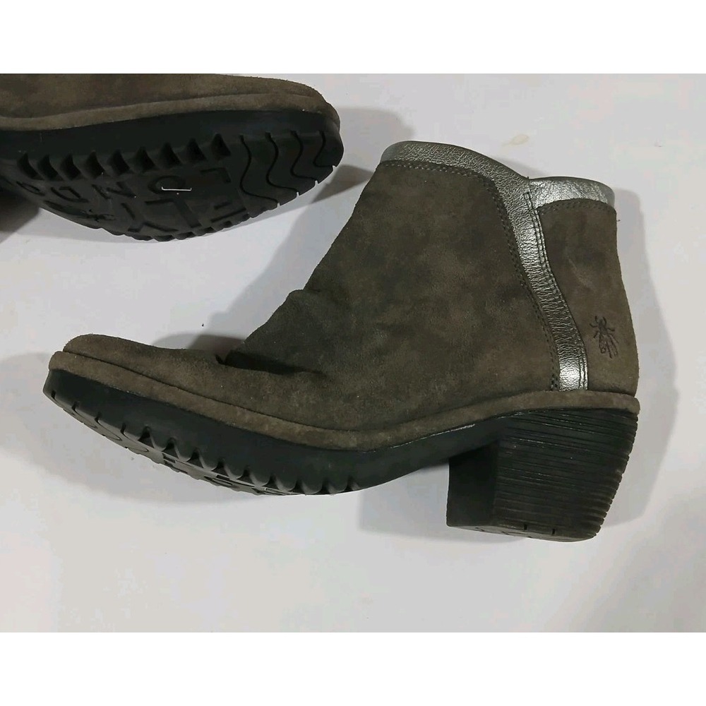 Fly London Wynn Block Heel Ankle Boots Booties Size 38 7.5 8 Brown Suede Zip - Picture 2 of 10